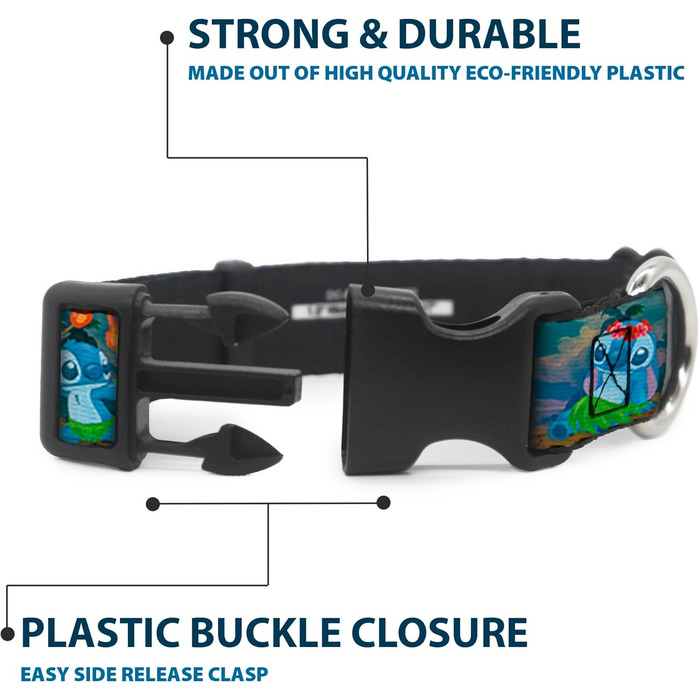 Нашийник Buckle-Down з пластиковим кліпом Stitch Hula Dance, ширина 1/2 дюйма, підходить для шиї 8-12 дюймів, середній розмір