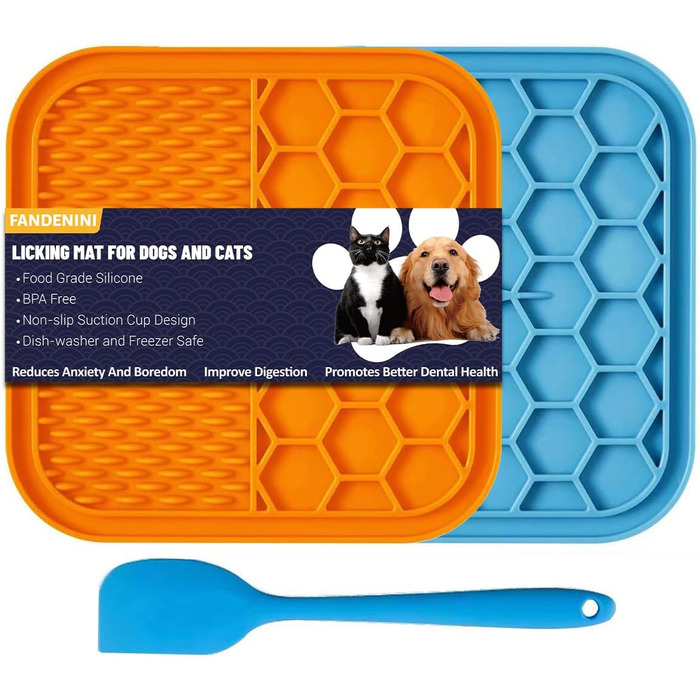 Килимок для лизання собак та котів, великі породи, преміум силікон, з присосками, заспокоює, покращує здоров'я зубів, уповільнює годування, легко миється, 2 шт.