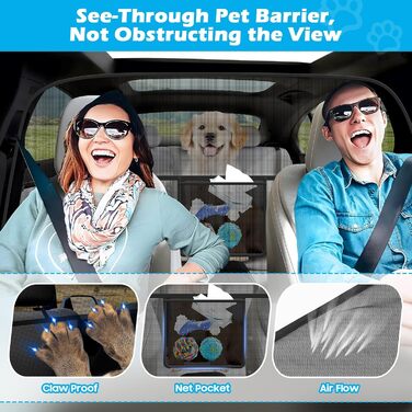 Автомобільна перегородка для собак, 156 см, бар'єр між переднім та заднім сидінням, для SUV, великих авто та пікапів