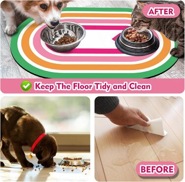 Підкладка під годівницю для собак та котів METEOROCK, 71x43 см, швидковисихаюча, легко миється, рожеве сердечко