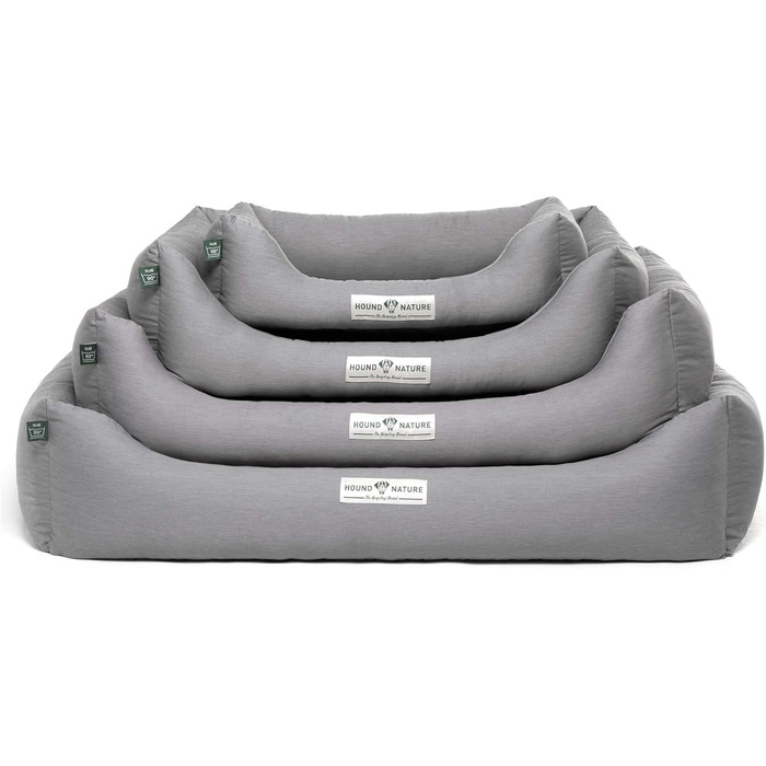 Ортопедичне екологічне ліжко для собак HOUND & NATURE Bern XXL 125x95 см, м'яке, світло-сіре, для великих порід, двостороння подушка, знімний чохол, пране