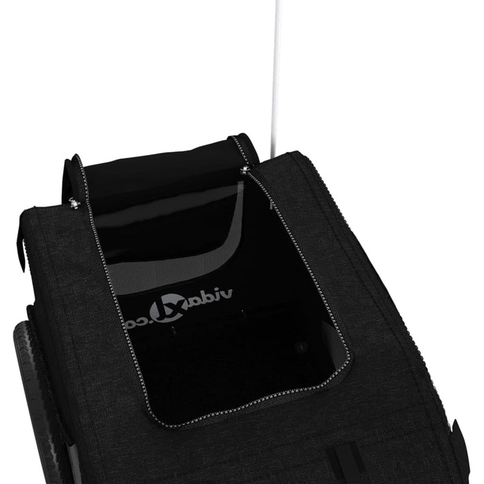 Причіп для собак VidaXL, причіп для тварин з відбивачами та прапорцем, вантажопідйомність 45 кг, Oxford-тканина, чорний (125 x 63 x 66 см)