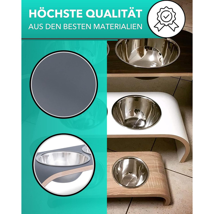 Набір мисок для собак MilaCasa - 2 шт., підняті миски для корму, сірий, для собак