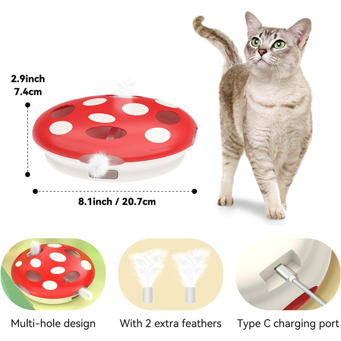 Інтерактивна іграшка для котів Namsan з інфрачервоним сенсором, USB-C зарядка, тиха, електрична - зелений (червоний)