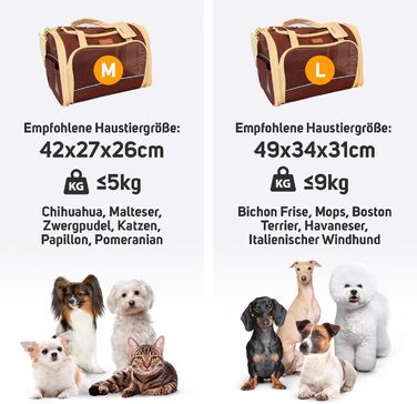 Транспортна сумка для котів і маленьких собак PETPROVED, розмір L, коричнева