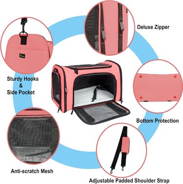 Транспортна переноска для котів та собак, складна, розмір M, Magenta