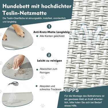 Лежанка для собак Snagle Paw з дахом, підвищене ліжко - стабільне собаче ліжко з антиковзкими ніжками, широка тінь - водонепроникна для великих собак в приміщенні/на вулиці, кемпінг та сад (Сірий, L106 x B76 x H84 см)