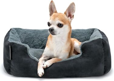 Килимок для собак Lionto з двостороннім подушкою та неслизьким дном, міцний лежак для домашніх тварин з глибоким входом, підходить для собак та котів будь-якого віку, 50x37 см, чорний/сірий, розмір 50 x 37 x 17 см