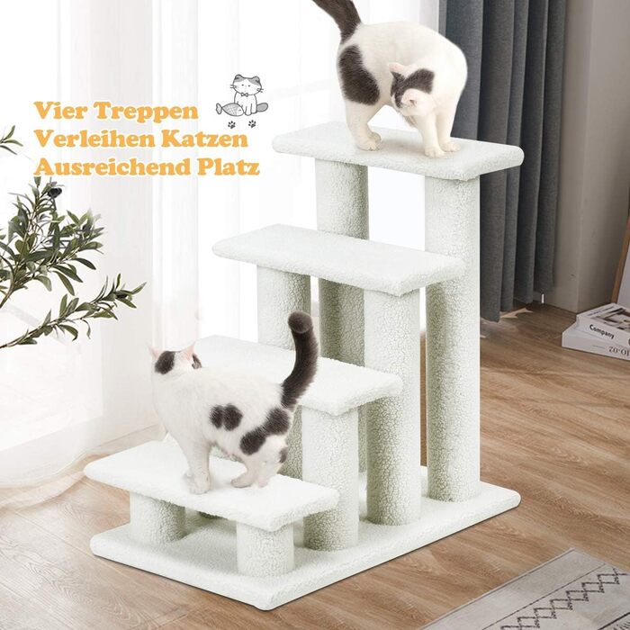 Сходинка для кота та собаки GYMAX з 4 сходинками, 60,5 x 41 x 60,5 см, бежевий колір