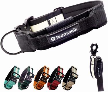 Преміум нашийник для собак з магнітною застібкою, світловідбиваючими смугами, кишеню для AirTag, регульований, з м'якою підкладкою, міцною застібкою, з лінією в комплекті, чорний (M, 4см)