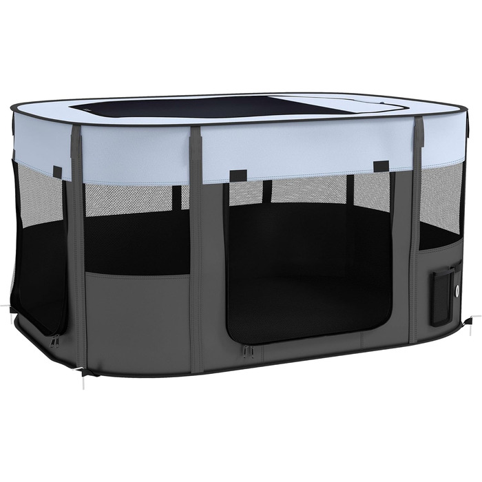 Клітка для собак PawHut, вольєр для тварин, переносний складаний вольєр для собак та котів з сумкою для зберігання, 114 x 89 x 59 см, сірий, XL
