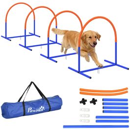 Набір для дресирування собак PawHut Agility (4 предмети), синій та помаранчевий, 88x64x95 см