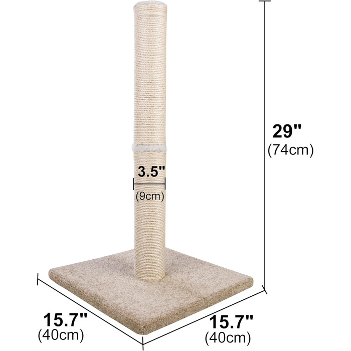 Котячий будиночок Dimaka 73 см: кігтеточка з сизалевих стовпчиків та килимового покриття, бежево-жовтий