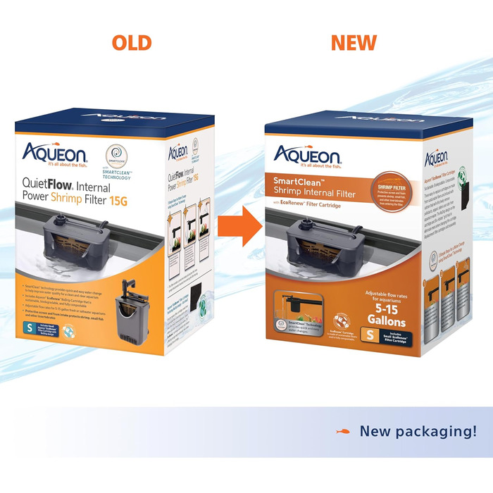 Внутрішній фільтр Aqueon QuietFlow з технологією SmartClean для креветок, малий
