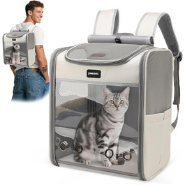 Рюкзак для кота великого розміру ALLSOPETS, складаний рюкзак для собак і котів, дихаюча переноска для подорожей, прогулянок та походів (димно-зелений, туманно-сірий)