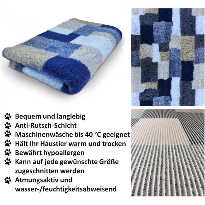 Килимок для собак Elropet: преміум vetbed 30 мм, для маленьких та великих собак, розмір M (100x80 см), Diamond Blue