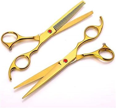 Професійна ножиця для собак, вигнута ножиця, ножиці для грумінгу собак, професійний набір ножиць для собак, прямі та вигнуті ножиці для фінальної обробки (золотий колір, 18 см)