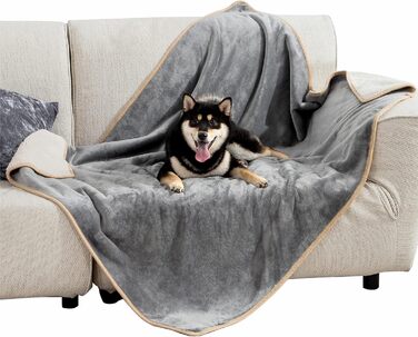 Водонепроникний коврик для собак Lesure, великі породи, 100x120 см, для дому та вулиці, з Sherpa Fleece, сірий