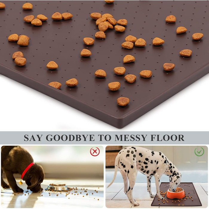 Підкладка під миску для собак та котів VIVAGLORY Grippymat, силіконова, L (60x40 см), шоколадного кольору