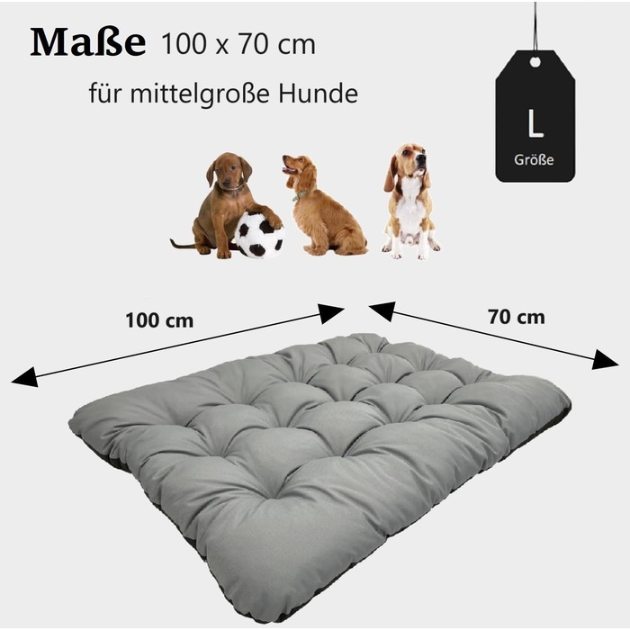 Килимок для собак KING DOG розмір L 100 x 70 см, водовідштовхувальний, для великих і середніх собак, сірий, 10 см, кулер