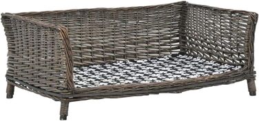 Корзина для собак Tidyard з подушкою, 90 x 54 x 35 см, для середніх та великих собак, ротанг + тканина