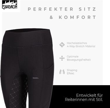 Ешкадрон рейтузи Riding Tight PRO: легкі, дихаючі рейтузи для верхової їзди з кишенями для телефону | Чорний L