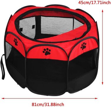 Переносний вольєр для тварин Garosa, ігровий намет для собак, котів, кроликів (червоний)