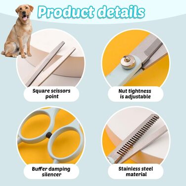 Набір професійних ножиць для грумінгу собак та котів 5-в-1, нержавіюча сталь, з гребінцем для догляду за шерстю, блакитний