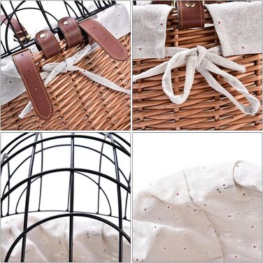 Фahrradkorb Für Haustiere – Кошик для тварин на велосипед, 40 см, плетіння з лози, знімний захист, переноска для котів та собак | Знімний кошик для велосипеда, для їзди на відкритому повітрі, подорожей