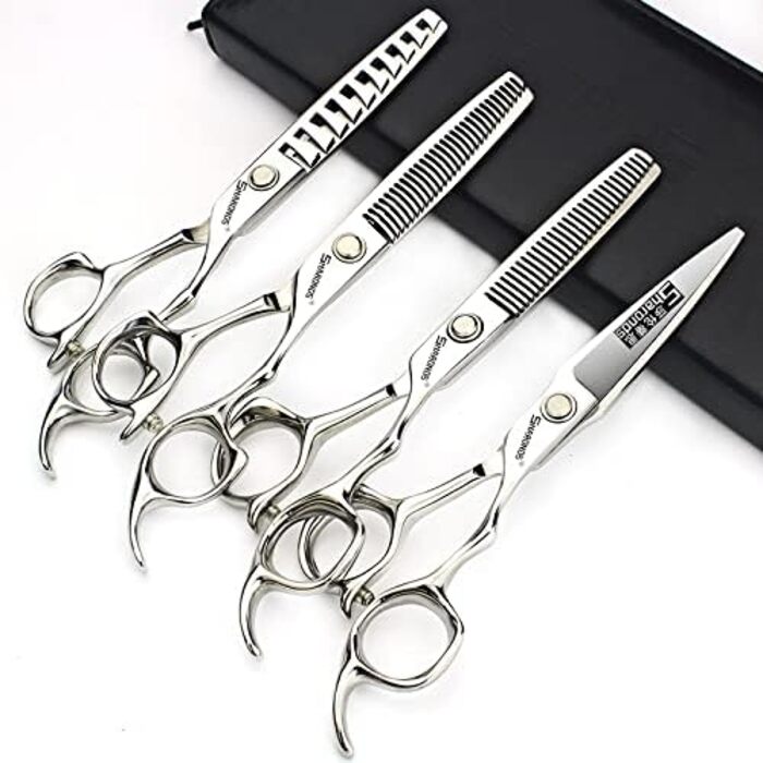 Професійний набір перукарських ножиць SHARONDS 6 дюймів: ножиці для стилістів та домашнього використання, гострі, з нержавіючої сталі, великий набір (зубці V), 4 шт.