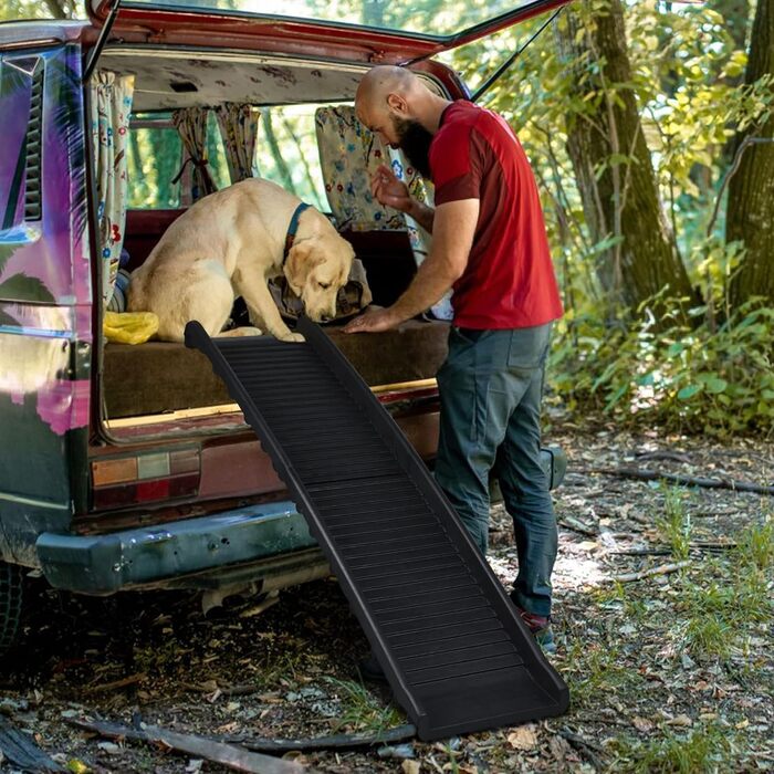Рампа для домашніх тварин Lanco – складана, міцна та антиковзаюча. Безпечний та зручний доступ для собак та котів. Розміри: 156 x 40 x 16 см
