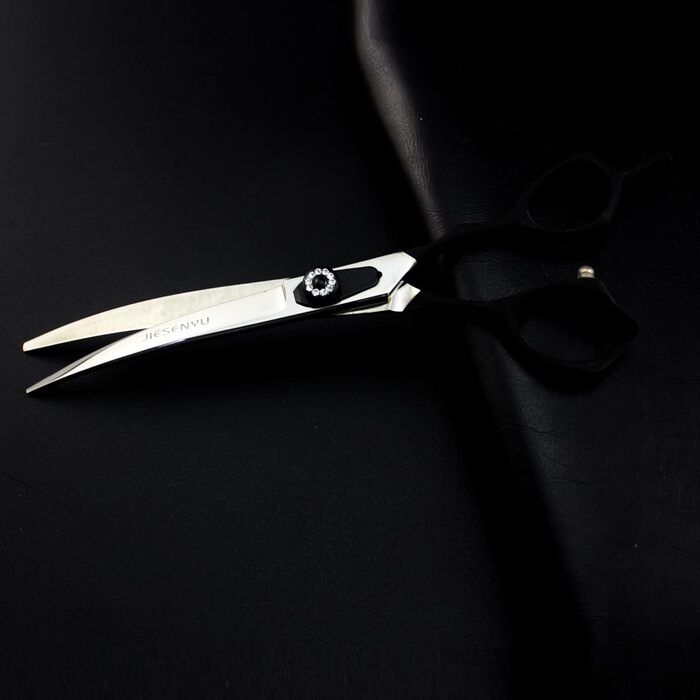 Набір професійних ножиць для грумінгу собак JIESENYU 7.0 дюймів (4 шт.) - прямі та тонкі леза, чорний колір