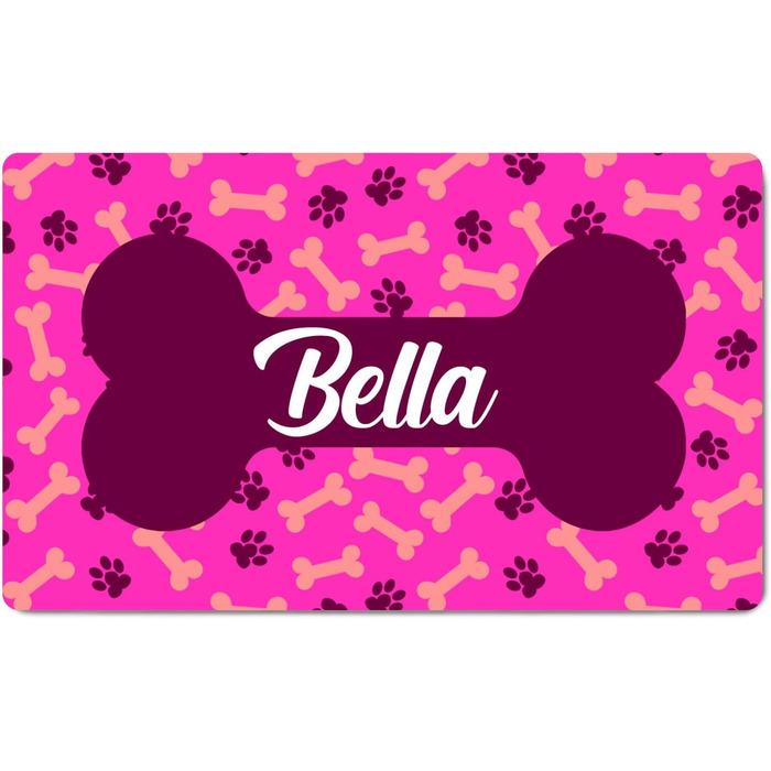 Персоналізована підкладка під миску з іменем Ferocity | Килимок для собак та котів | 45 x 75 см | Гумовий | З мотивом домашнього улюбленця