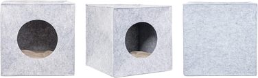 Кішка/Собака: Хатинка з фетру 33x33x33 см, м'яке ліжко з подушкою, складана, сірого кольору