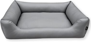 4L Textil Hundebett Mario: Квіткове ліжко для собак з штучної шкіри, 100x70 см, сірий колір