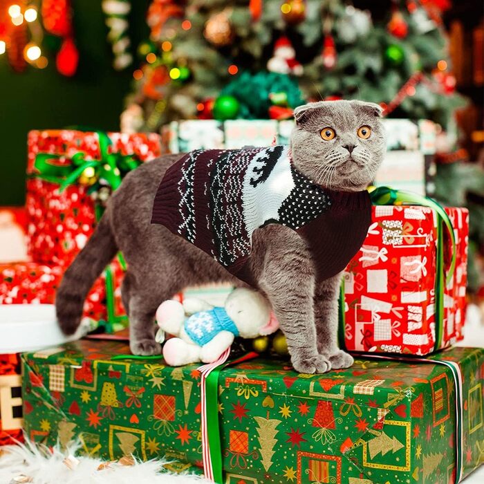 Пуловер для собак ABRRLO з бавовни, теплий зимовий костюм для святкування Нового року (L, костюм оленя)