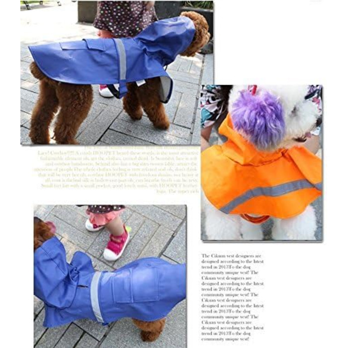 Дощовик для собак, дощовий плащ для собак з капюшоном, підходить для шлейки, легкий та світловідбиваючий, для середніх та великих собак (Помаранчевий XL)