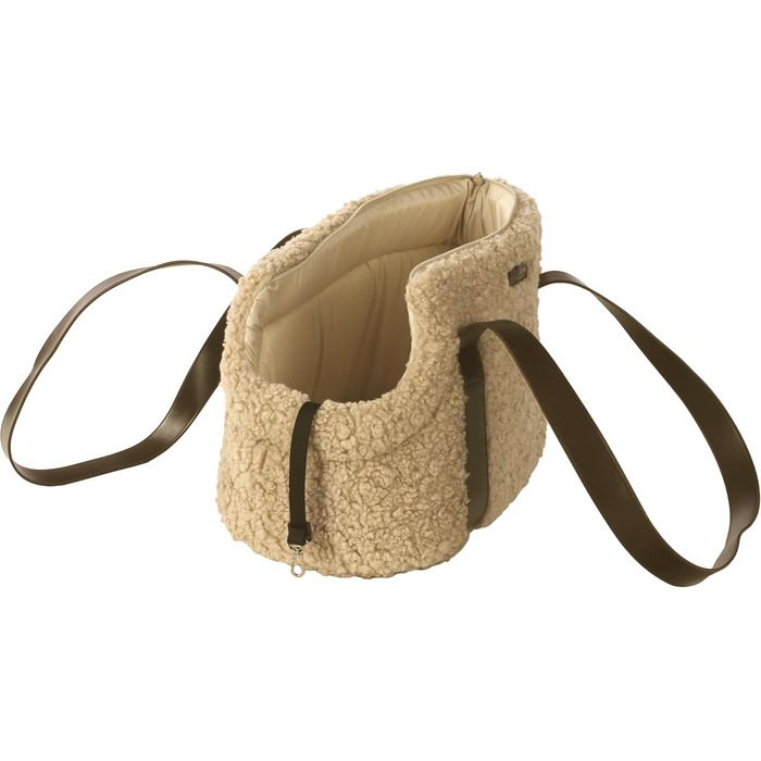 Сумка для собак Pookie Бежева – 50x24x26 см – Фліс з піною – Ручне прання – Страхувальний поводок – Знімний дно – Сумка для зберігання