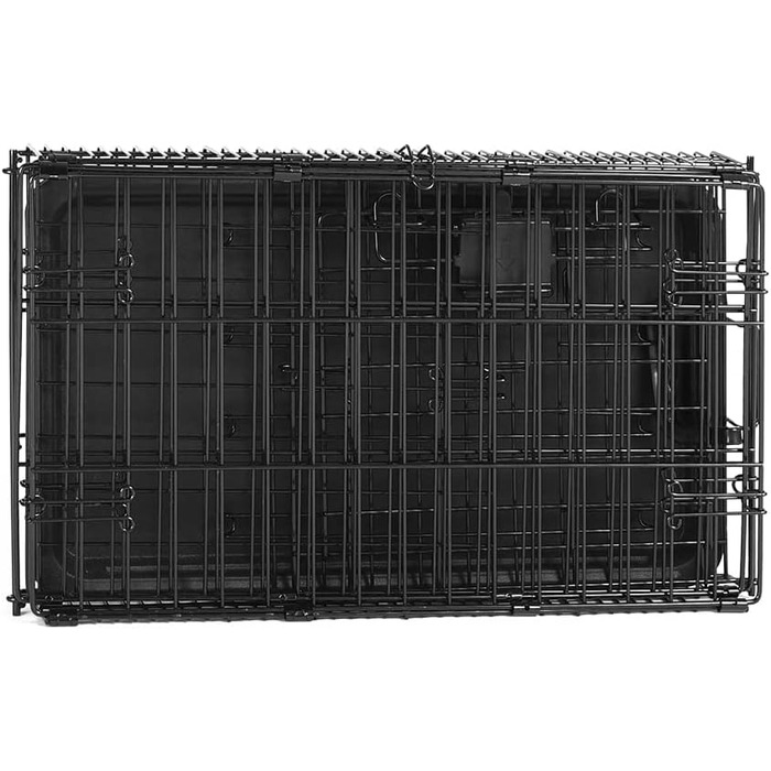 Складана металева клітка для собак Amazon Basics з піддоном, чорна, 56x33x40 см, одні двері