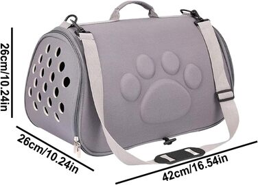 М'яка переноска для тварин з плечовим ременем, легка сумка для цуценят та маленьких собак, для подорожей, прогулянок, літака, відвідування ветеринара, міста (Сірий, M)