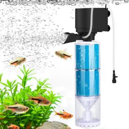 Акваріумний фільтр Fishkeeper 10W, 570 л/год: внутрішній фільтр з регулюванням потоку, 4-в-1, тихий, для акваріумів 60-300 л, легко миється