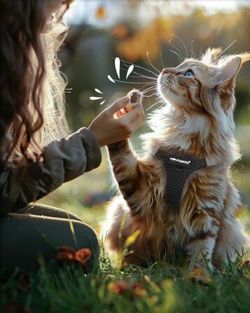 Шлейка для котів FAYOGOO з поводом, шлейка для котів анти-вислизання, регульована, з світловідбиваючими смугами, чорна M (1 шт.)