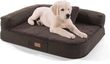 Ортопедичне собаче ліжко Brunolie Odin, зручне та миється, розмір S (80x60 см), колір темно-коричневий