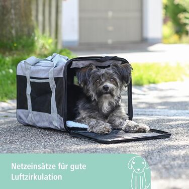 Kerbl Pet Tragetasche Casual: переносна сумка-переноска для собак та котів до 12 кг, сіра/чорна, 52x31x31 см