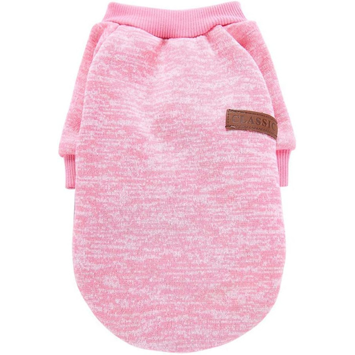 Теплий зимовий в'язаний пуловер для собак, теплий халат для цуценят та маленьких собак (XXS, Small), рожевий