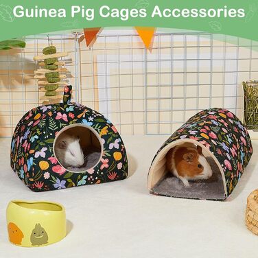 Будиночок та тунель для морських свинок Hedgeink – затишний дім та іграшки для кроликів, морських свинок, хоряків та інших дрібних тварин (зелений метелик та квіти)