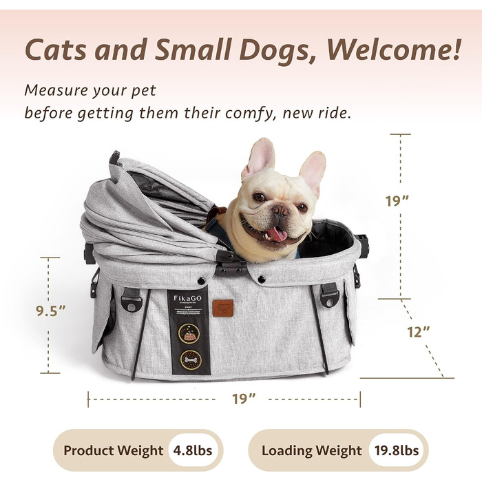 FIKAGO Сумка-переноска для собак та котів Sway – стильна, безпечна та складана переноска для тварин (Сірий Хаскі)