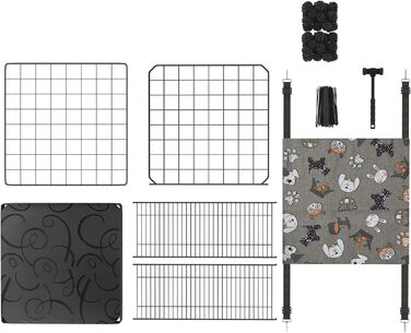 Металевий вольєр для котів UISEBRT для вулиці та дому, 3-ярусний, з піддоном, 2 сходами та 3 дверцятами, DIY вольєр для тренувань, відпочинку або як зовнішній вольєр (4 рівні)