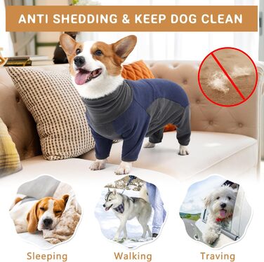 Зимовий теплий халат-комбінезон для собак, флісова куртка для маленьких, середніх та великих собак. Халат-комбінезон для тварин з ніжками, регульований, теплий костюм для собак. Кольори: синій/сірий, розміри: XL, X-Large