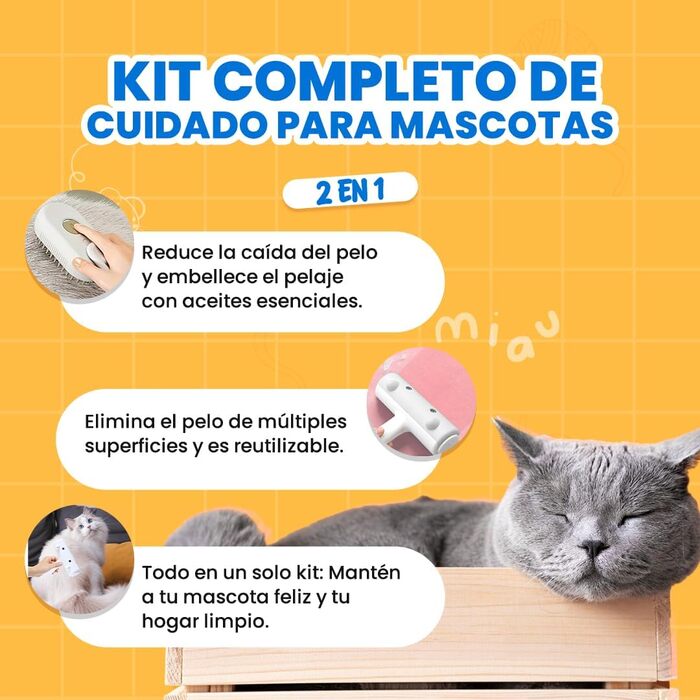 Парова щітка для котів та видалення шерсті: щітка для котів та собак з парою, щітка для видалення шерсті для тварин, парова щітка для тварин, щітка для шерсті, щітка для домашніх тварин